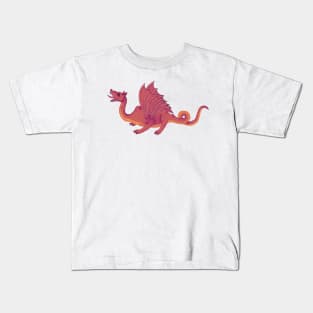 Red Dragon and Wing Pattern Kids T-Shirt